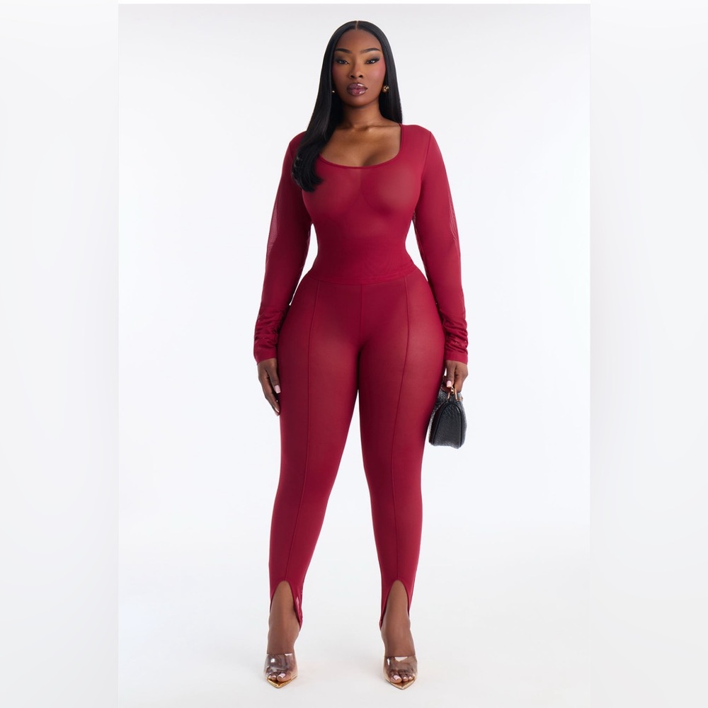 Burgundy Mesh 2pc set